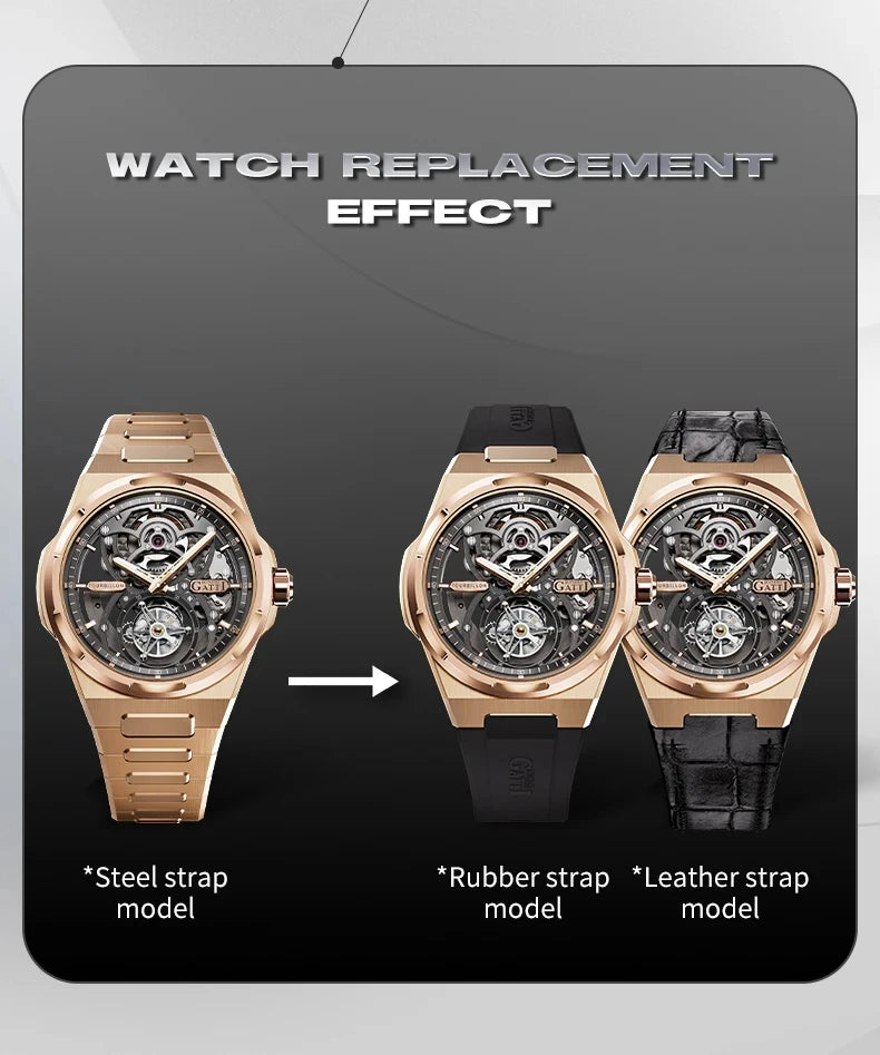 BONEST GATTI Brand BG7004 Mechanical Wristwatches Automatic Movement Luxury Sapphire Watches Skeleton Watches For Men