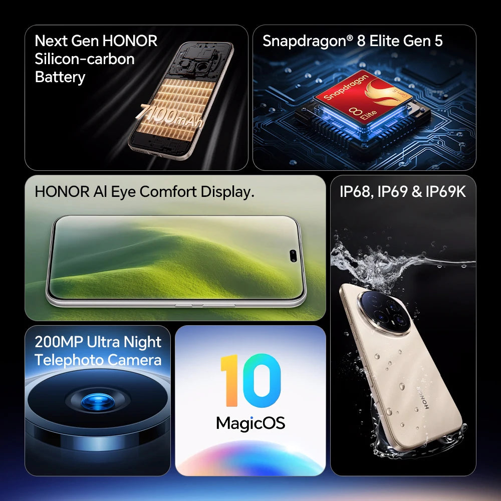 Global Version HONOR Magic8 Pro Snapdragon 8 Elite Gen 5 6.71'' 120Hz OLED Display 7100mAh 100W SuperCharge Magic 8 Pro Phones