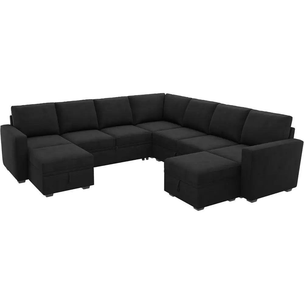 Oversized Sectional Sleeper Sofa with Pull-Out Couch and Storage