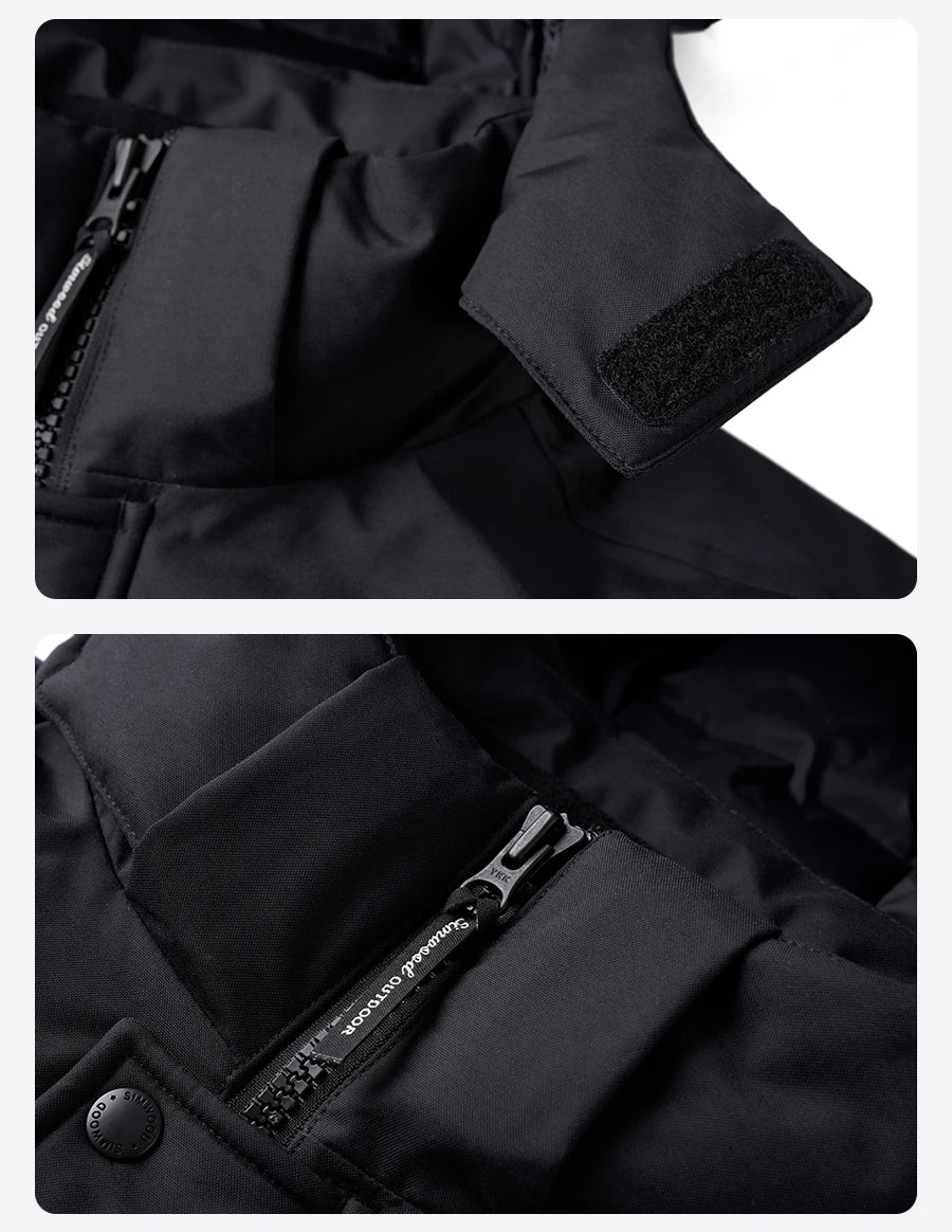 SIMWOOD 2026 Spring Winter New 90% White Goose Down Coats Men Warm Hooded Outdoor Water-repellent Quality Jackets