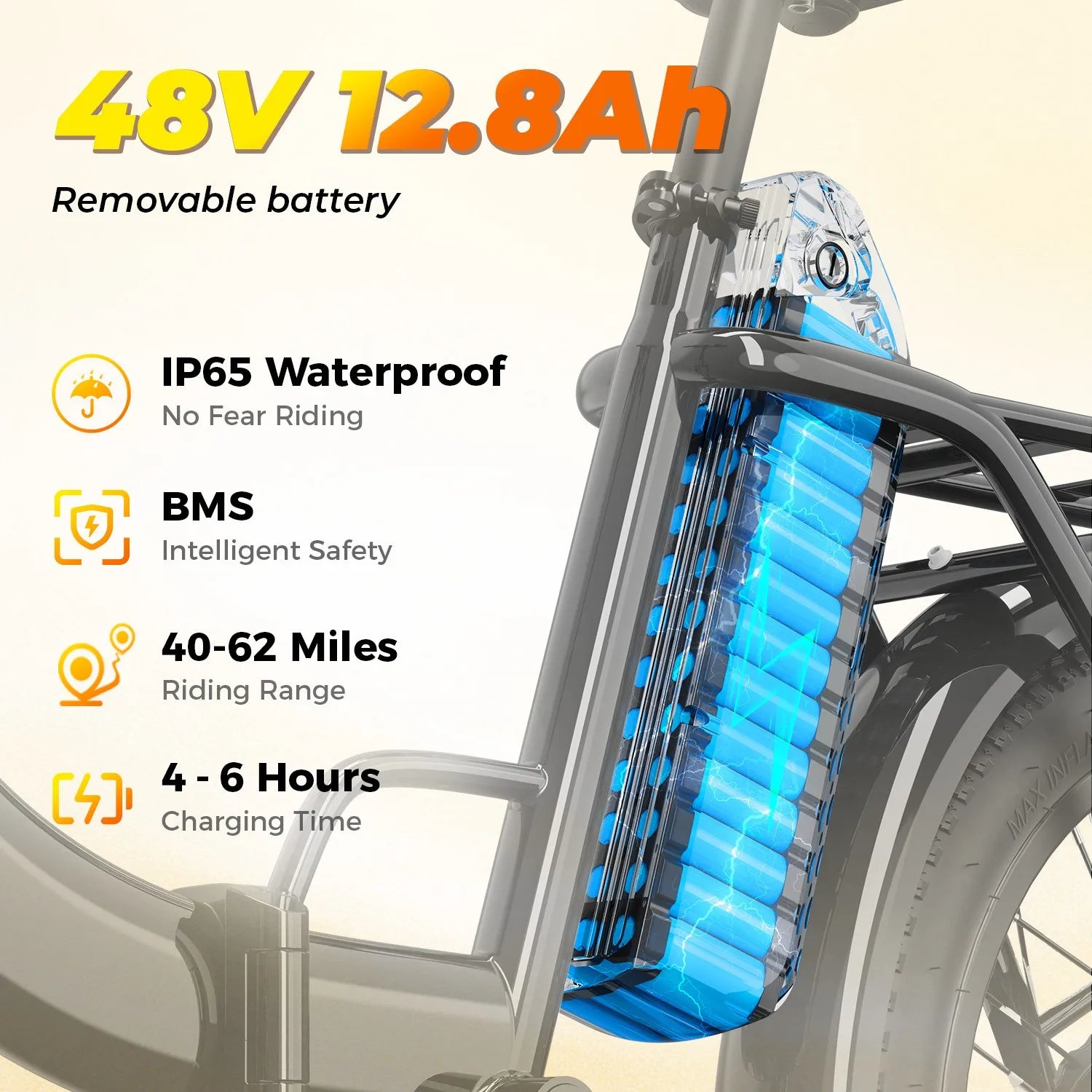 1000W Folding Electric Bike 48V 12.8Ah E-Bike Commuter City for Adults