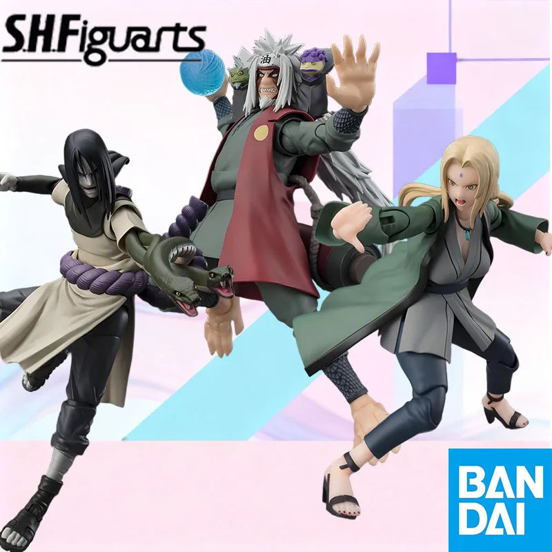 Low price In Stock BANDAI Original Box S.H.Figuarts NARUTO JIRAIYA TSUNADE OROCHIMARU SHF Action Figure Model Toy Gift for Kids