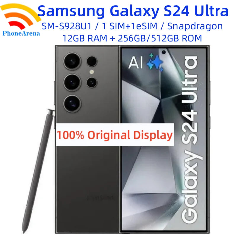 Samsung Galaxy S24 Ultra 5G S928U1 6.8" 12GB RAM 256/512GB ROM Snapdragon NFC S Pen Octa Core Original Unlocked AI Mobile Phone