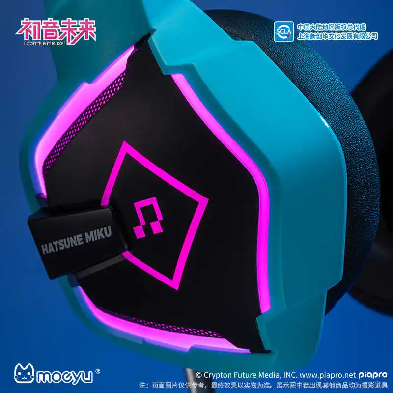 Hot Moeyu Hatsune Miku Esports Heart Series Anime Esports Headset Mechanic Surround Sound Wired Headset Christmas Gift Toy