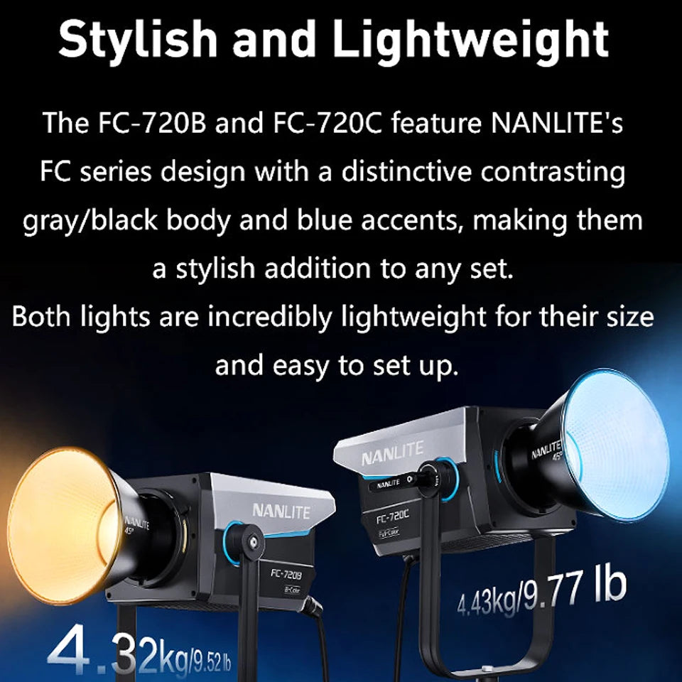 Nanlite FC-720B FC-720C LED Spotlight Wide CCT Range High Color Accuracy Built-in Special Effects for Filmmaking Video Studio