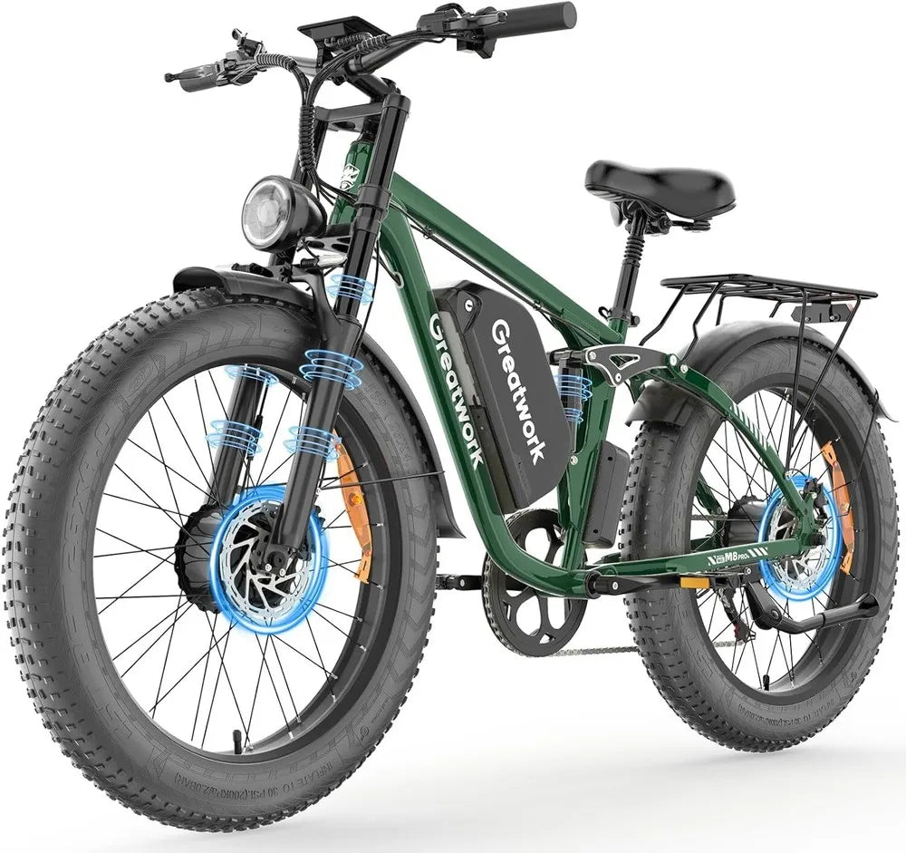 26" Electric Mountain Bike 3000W Peak E-Bike 48V 20AH Bicycle  50KM/H FatTyre
