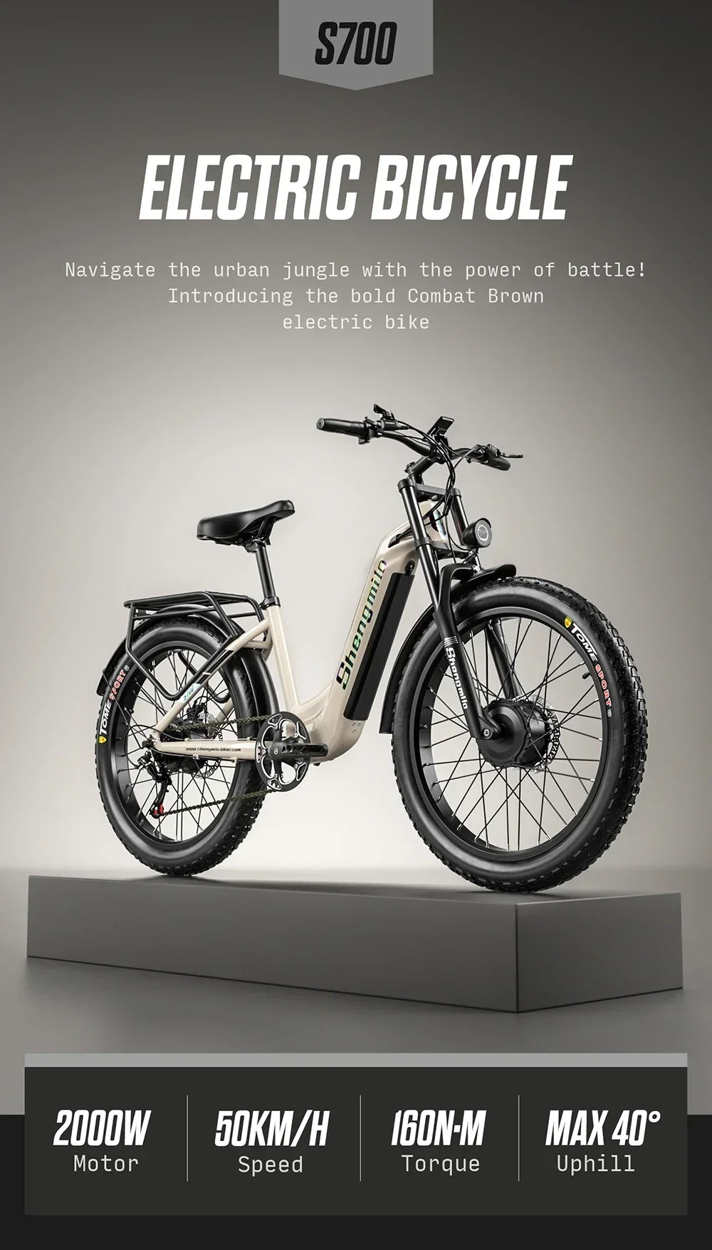 Shengmilo S700 E Bicycle 2000W motor 48V17.5AH Dual Lithium battery 26 inch tire E-bike 50KM/H off-road commuting Electric bike