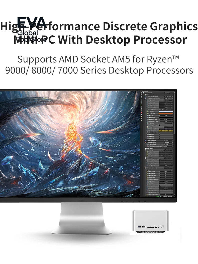 FEVM FA65G GAMING MINI PC Ryzen7 9800X3D RTX4090M 16GB GDDR6 SSD New Windows 11 Desktop Computer
