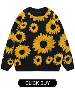 Japanese Knitted Sweater Men Cartoon Animal Duck Goose Print Pullover Harajuku Casual O-neck Oversize Top Streetwear Unisex Fall