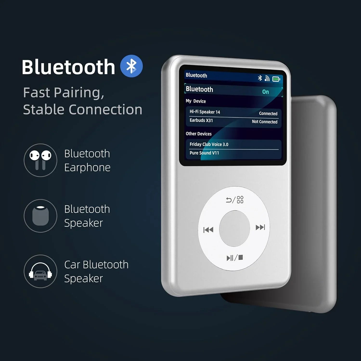 INNIOASIS Y1 128GB Portable MP3 Player Bluetooth, Touch Key Walkman with Video Radio - ipod classic HiFi Music Player