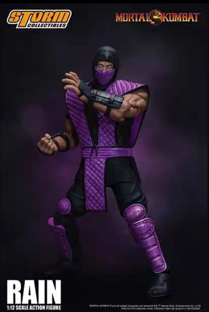 In-stock Storm Toys Mortal Kombat Magic Empire Purple Ninja RAIN 1/12 Scale Action Figure Model Collectible Gift