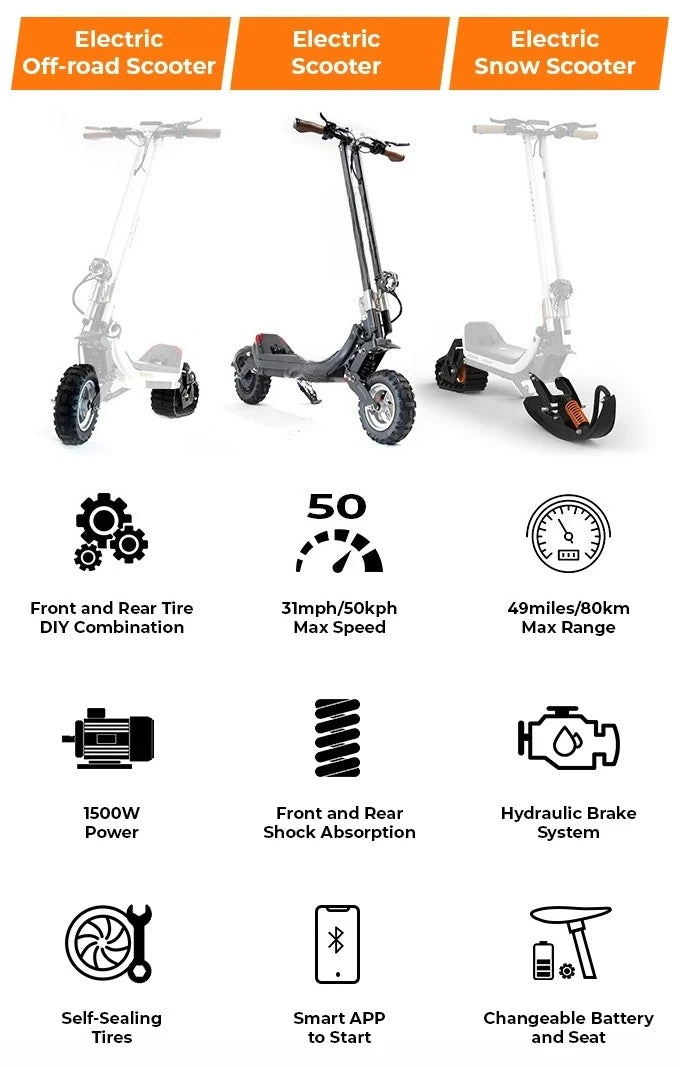 New Fashion 2024 Winter Off Road Kick electric snow scooter snowmobile for adults salecustomcustomcustomcustom