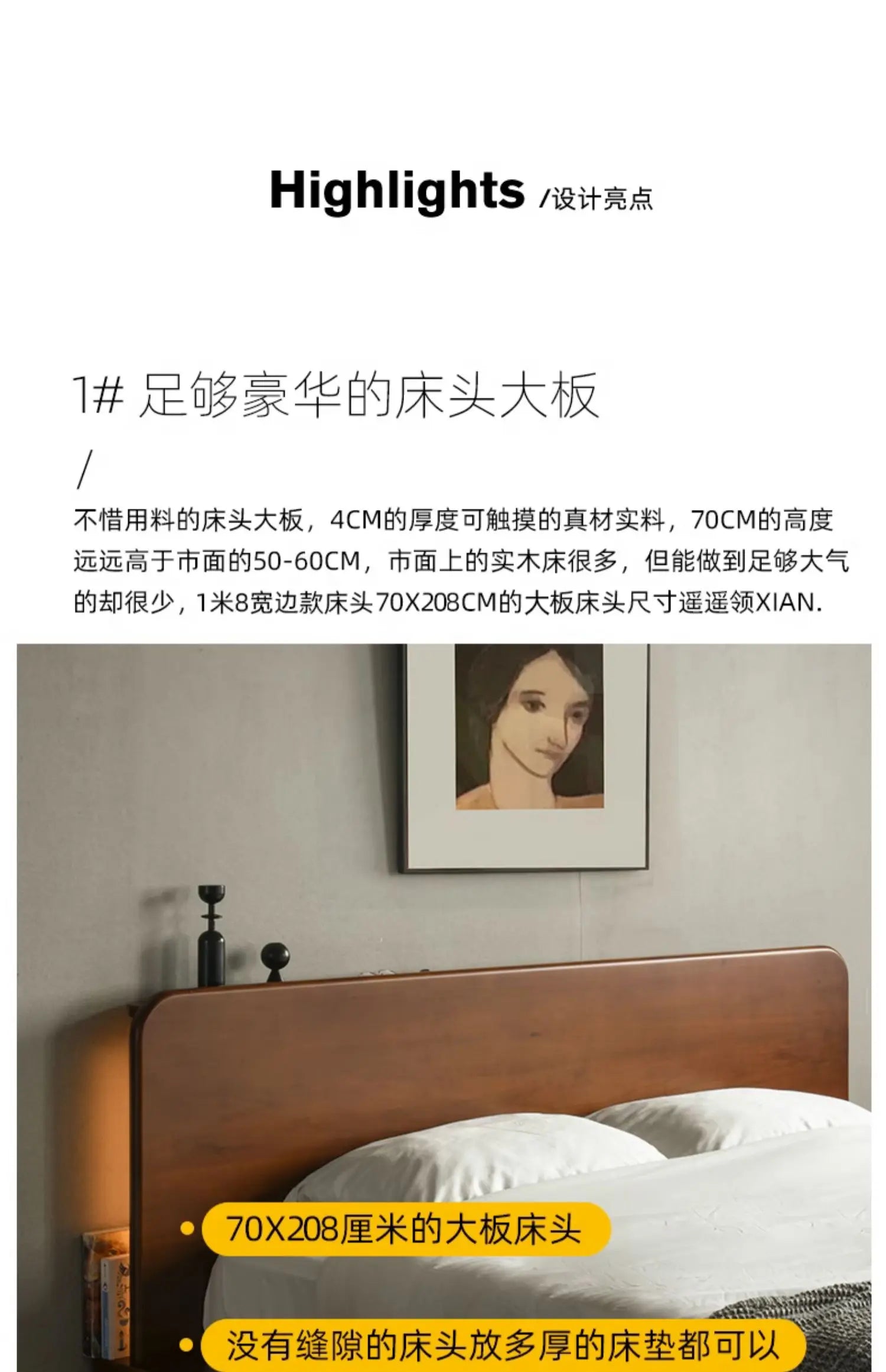 European Headboard Bed Frame Double Wood Elegant Nightstands Twin Bed Frame Queen Size Full Cama Moderno Lujo Home Furniture