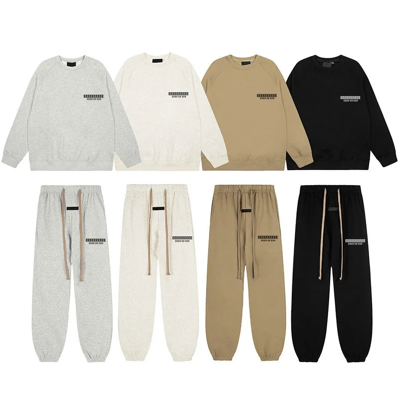 FW25 Double Line Jogging Set Men's Hoodies Luxury Design Front and Rear Silicone Letter Hoodies High Street Couple Pullover Set