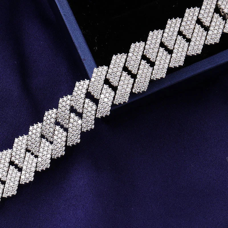 Provence Classic Cuban Chain for Men Silver DEF/VS Lab Diamonds Simple Hip Hop Bracelet Streetwear Bangles jewelry Custom