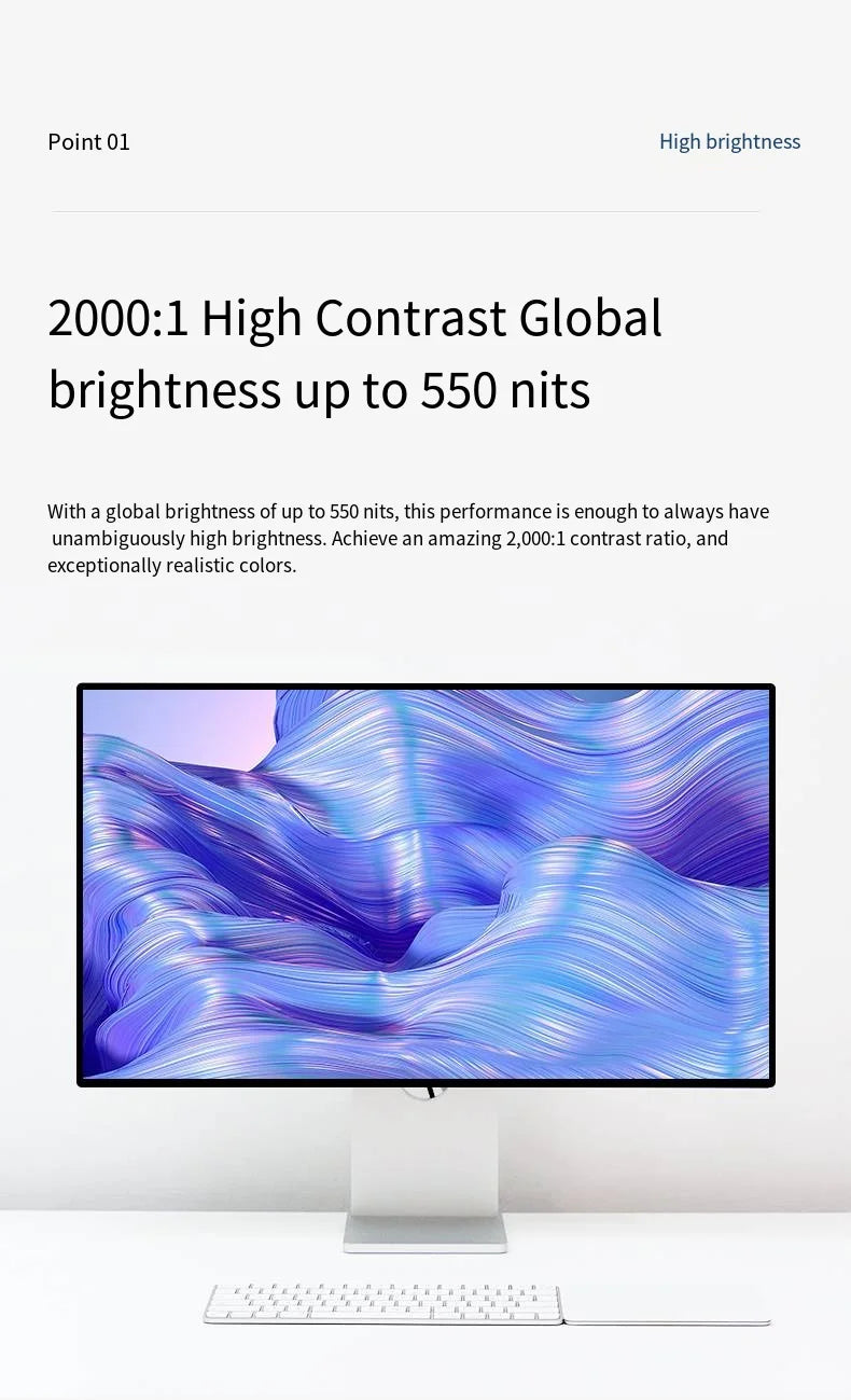 32 Inch LED Monitor 4K 3840*2160 HDR10 Feature 60Hz USB-C FOR MAC 100W HDR10 139PPI matt screen Display kuycon P32UB hole style