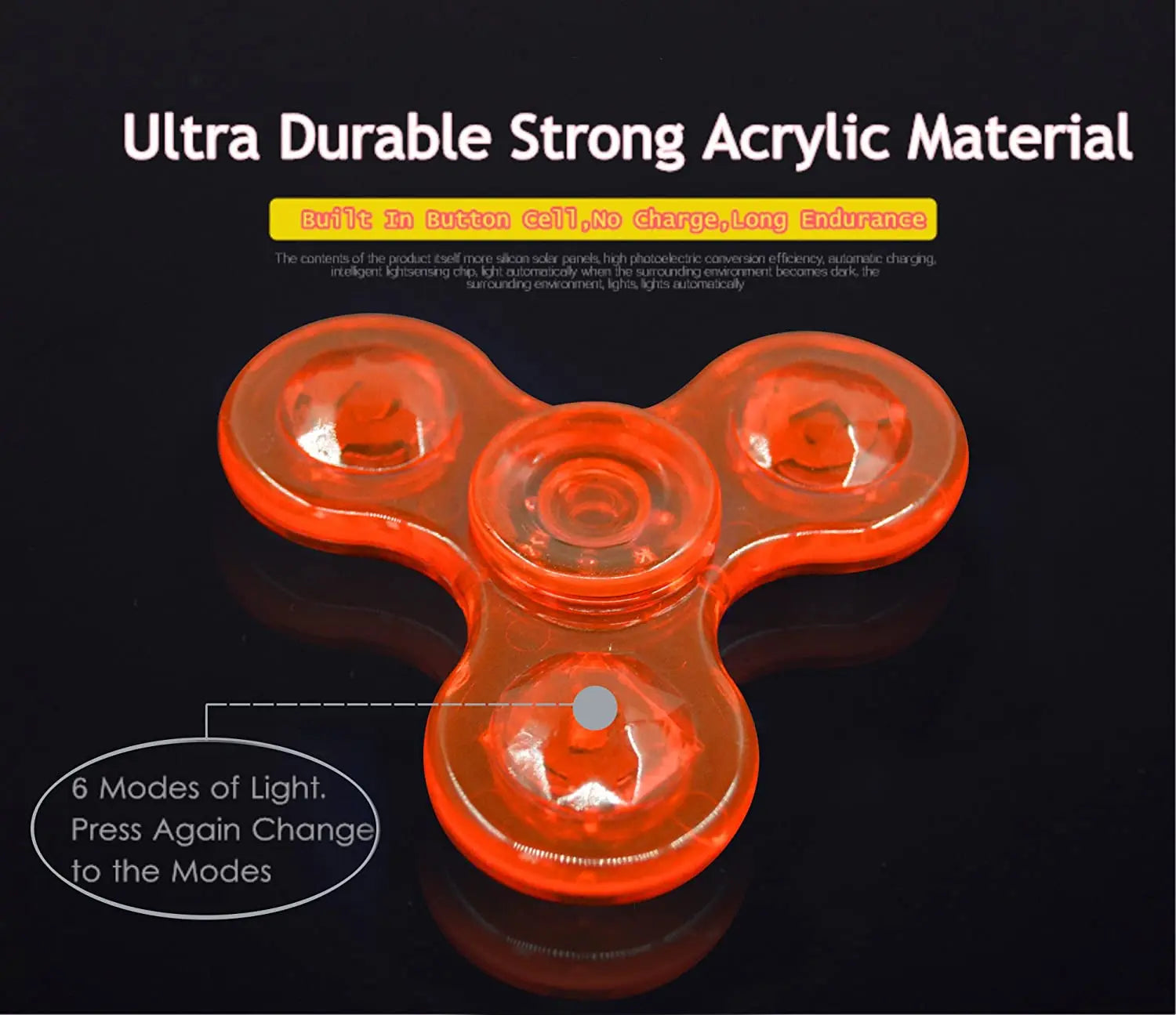 Glow in Dark LED Light Fidget Spinner Finger Toy Hand Spinner Stress Reduction and Anxiety Relief for Children