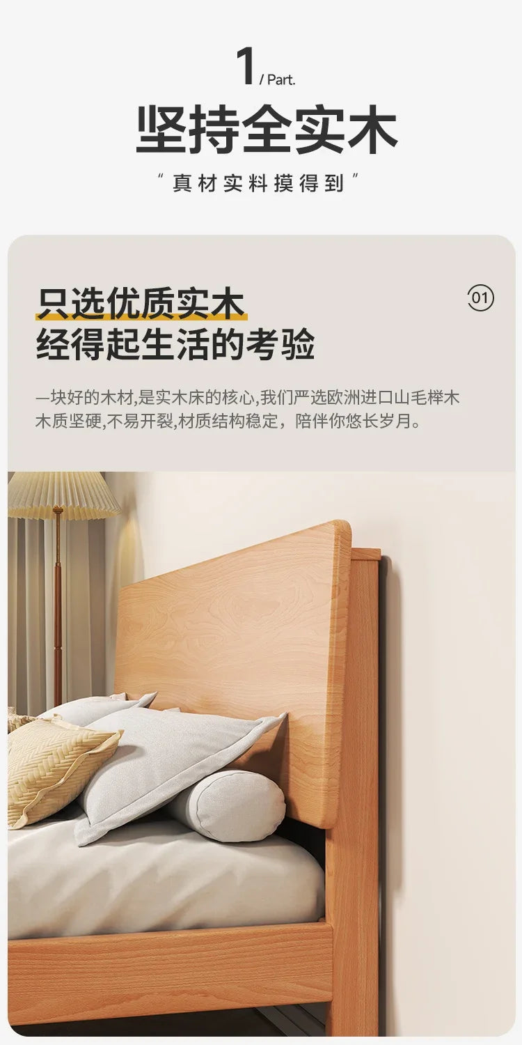 Elegant Storage Double Bed Frame Wood Platform Modern Twin Queen Bed Frame Full Size Nightstands Cama Moderno Lujo Furniture