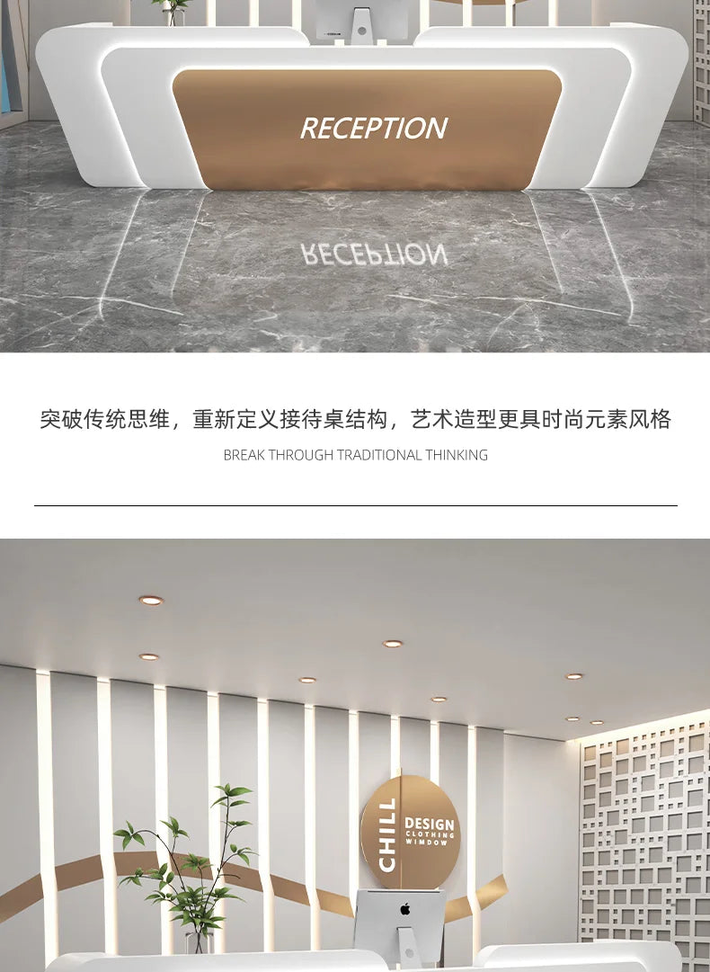 Italian Minimalist Checkout Counter Nordic Luxury Beauty Salon Medical Reception Desks Training Institution Office Furniture FYR
