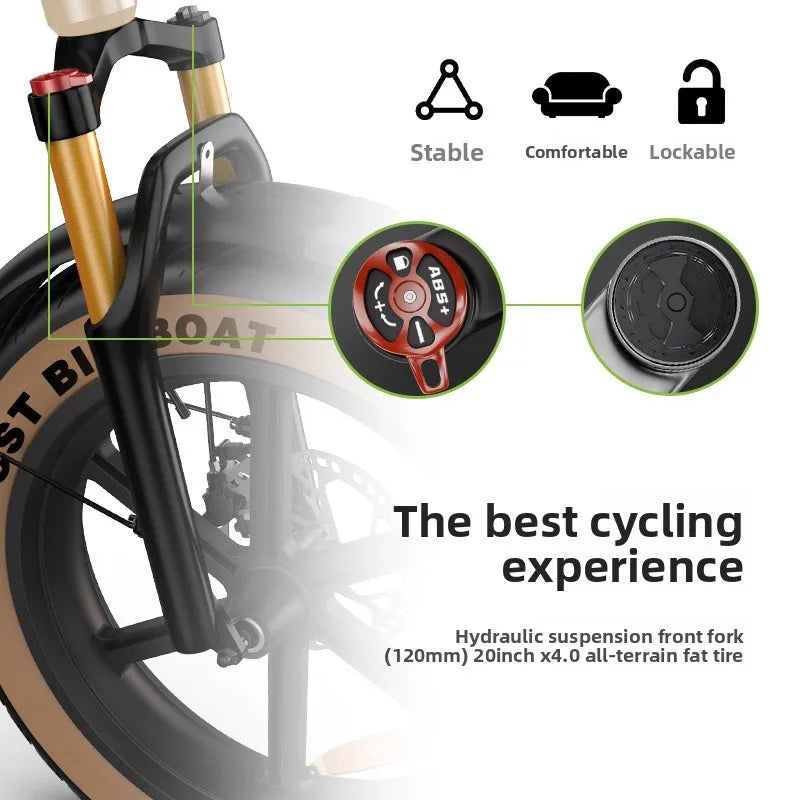Electric bike 750W motor 48v30ah lithium Battery 45km/h E-bike 20 inch tire mountain off-road riding Transportable E bicycle