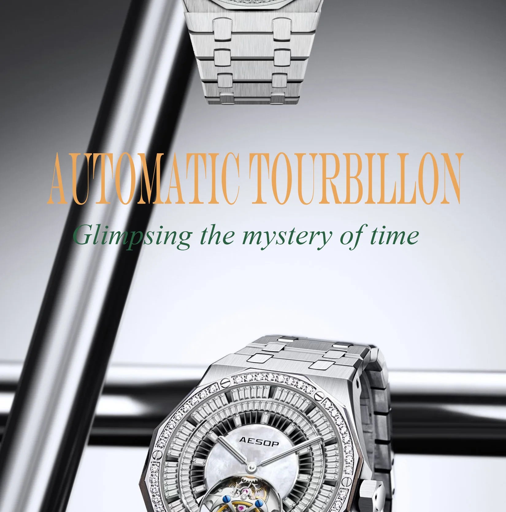 AESOP Automatic Tourbillon Mechanical Skeleton Watch For Man Watches Waterproof Wristwatches Sapphire Mirror Diamond luxury new