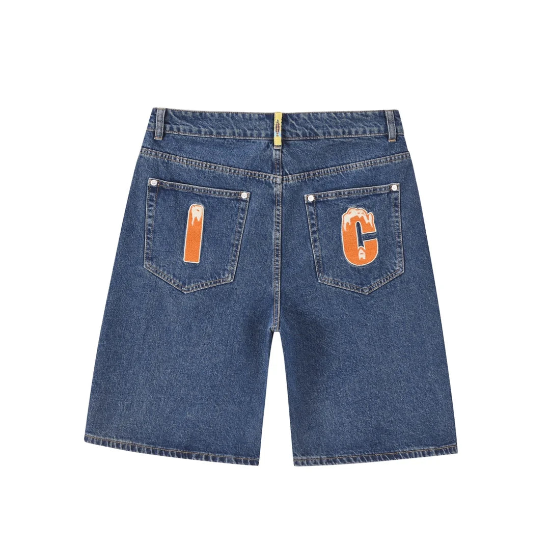 Top Quality Classic Printed Mens Casual Jeans Shorts Zipper Loose Fit Capri Men Denim Shorts Pants