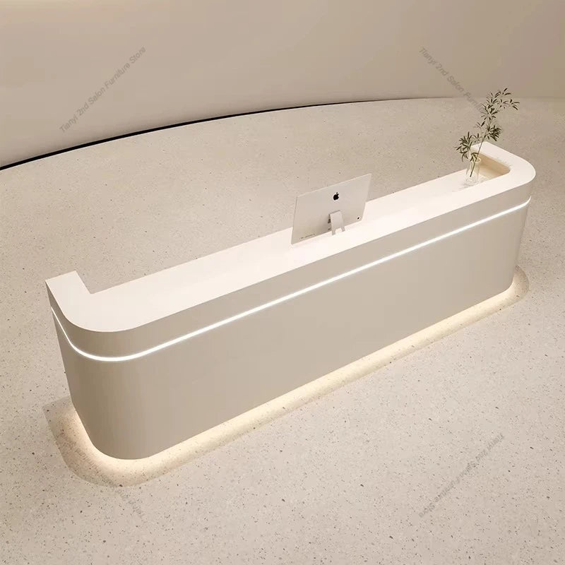 Nordic Cream Style Reception Desk Simple Company Beauty Salon Cashier Counter Training Institution Hospital Office Furniture FYR