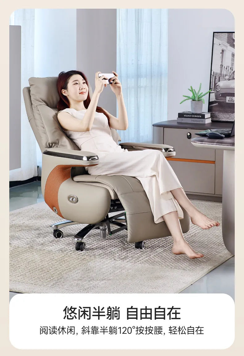 Luxury Electric Massage Executive Chair - Ergonomic Genuine Leather Gaming Office Desk Chair with Premium Design Furniture JT40