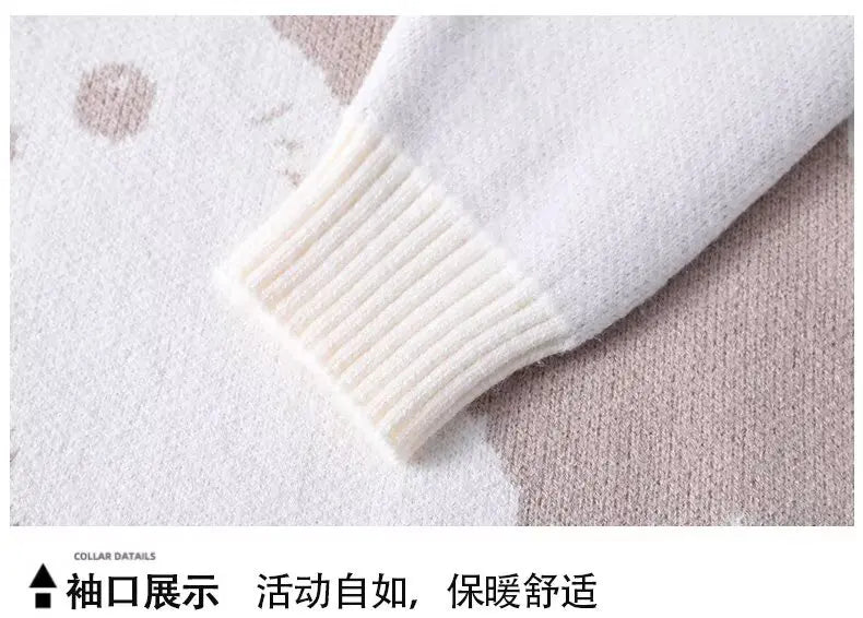 Men Winter Oversized Warm Sweater M-6XL Japannese Cartoon Anime Knitted Sweater Hip Hop Quite Pullover Women Home Fashion Top