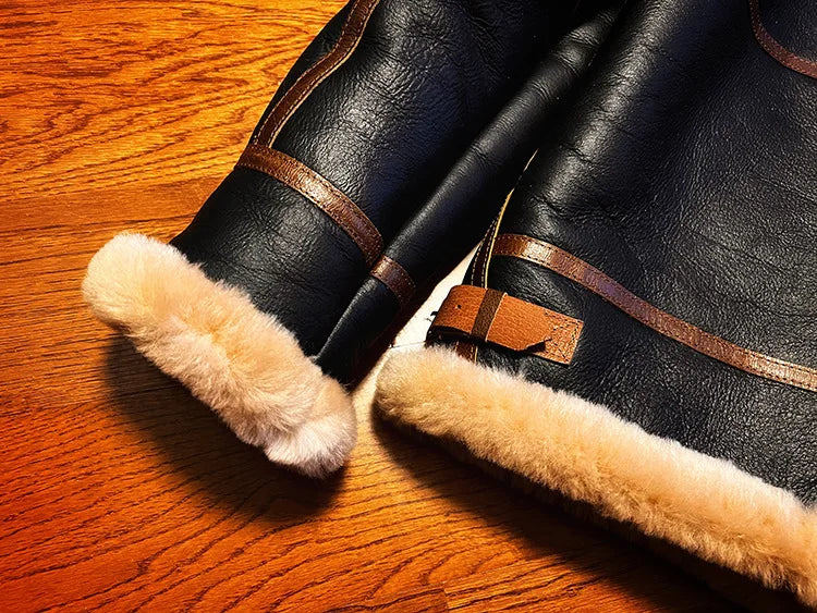 Sheepskin Suit Men's Lambskin Genuine Leather Overcoat Motorcycle Short Leather Fur Coat