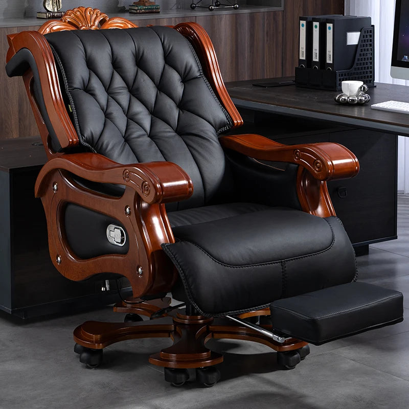Leather Wheels Office Chair Armrest Ottoman Massage Executive Swivel Chair Comfortable Designer Silla De Escritorio Furniture