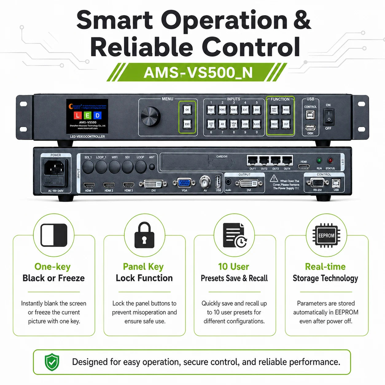 AMS VS500 Professional 4K LED Video Wall Controller All-in-One Processor for LED Display Projects Novastar V960 Similar