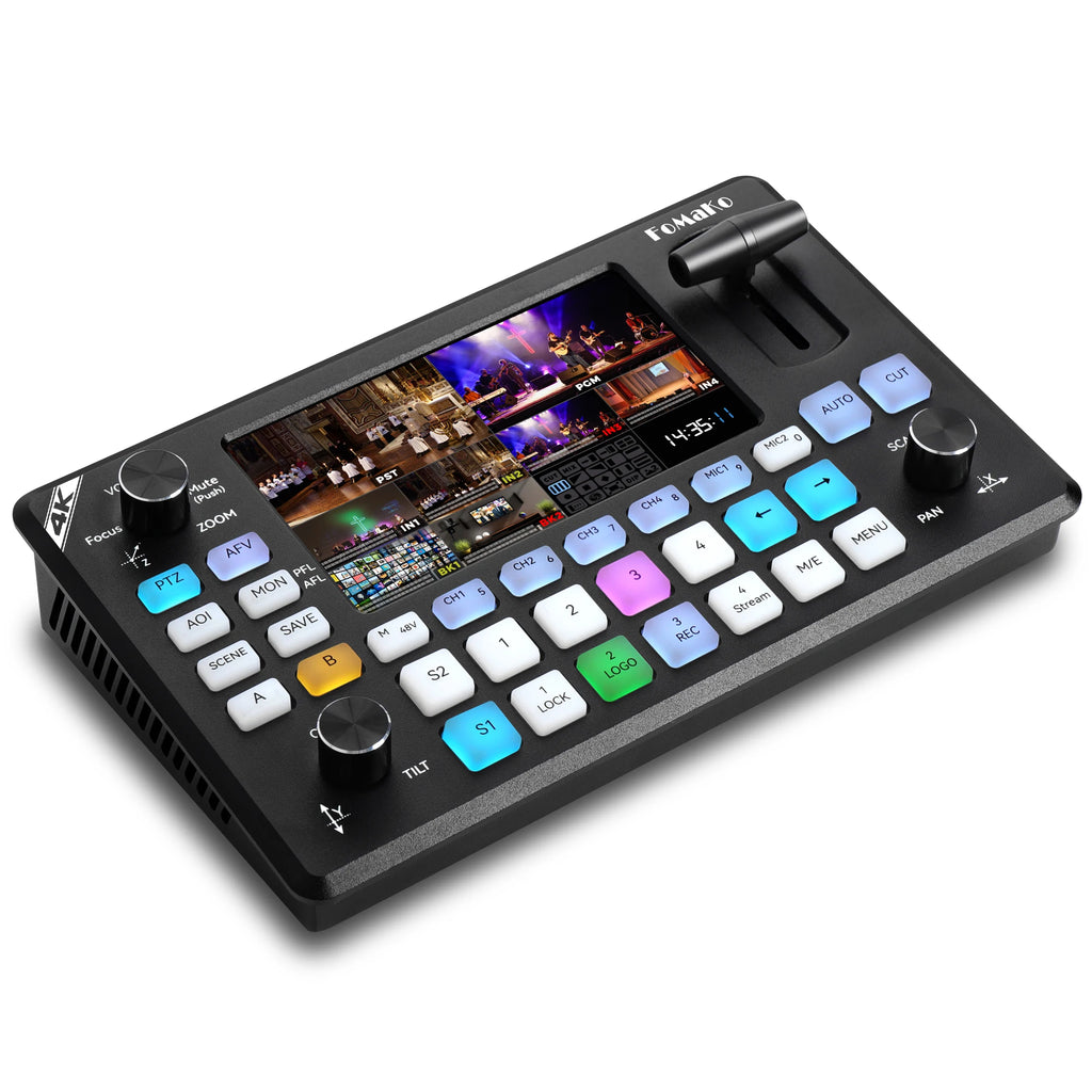 4K HDMI Video Mixer Switcher, 5.5 Inch FHD LCD Screen, 4-Channel HDMI Live Streaming Switcher, 4K 60FPS Input,1080p 60FPS Output