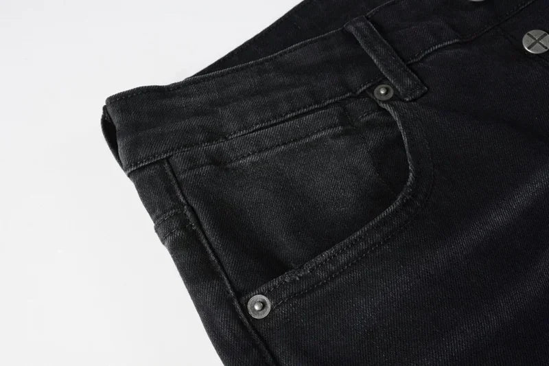 2025 KSUBI Men Personality Multi-style Low Rise Elastic Skinny Denim Pants American Style Ripped Trousers Jeans