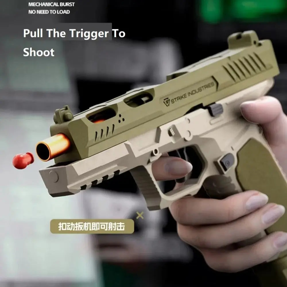 G17 Pistol Soft Bullet Toy Continuous Firing Blowback Guns Shell Ejected Manual Airsoft Weapon Kids Birthday Christmas Gift