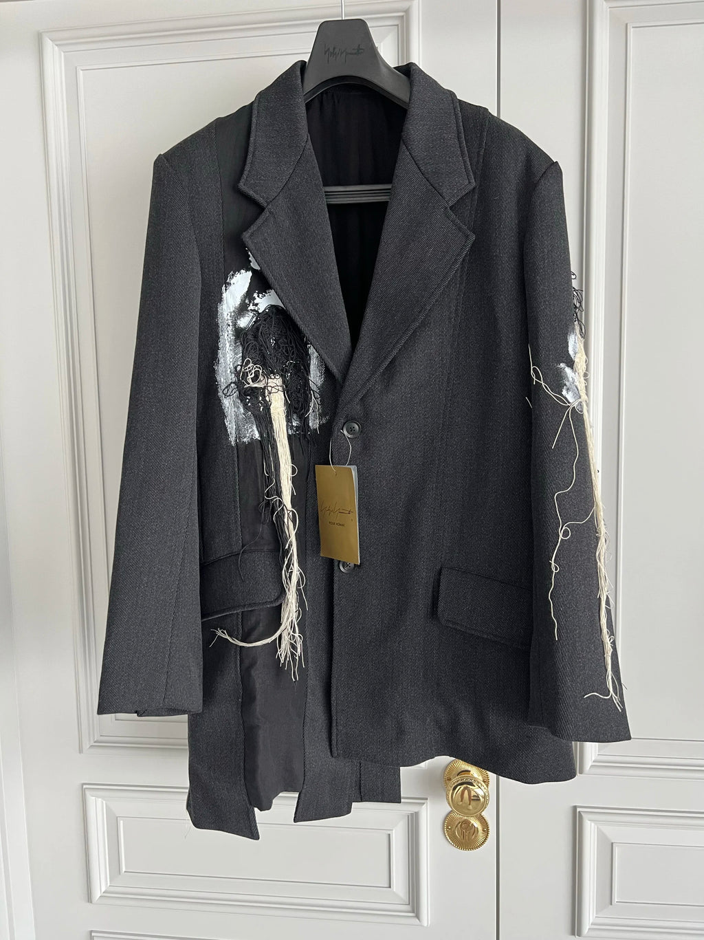 TOP-YAMAMOTO original design hand-embroidered, painted and thickened woolen patchwork suit