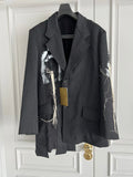 TOP-YAMAMOTO original design hand-embroidered, painted and thickened woolen patchwork suit