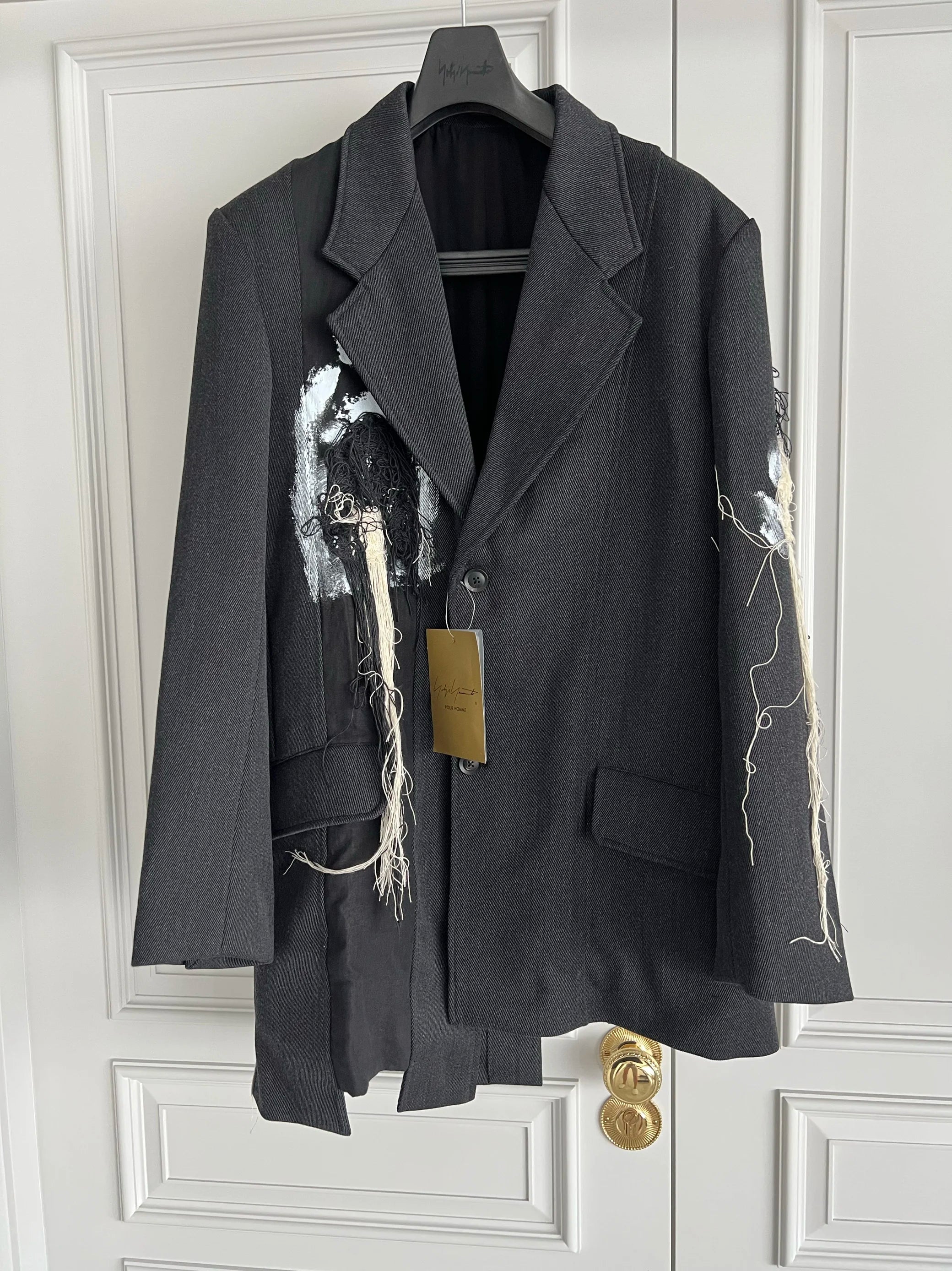 TOP-YAMAMOTO original design hand-embroidered, painted and thickened woolen patchwork suit