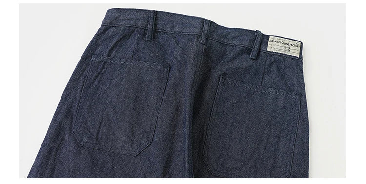 Rugged Bronson Workwear Pants Bronson USN Dungaree Clamp Denim Wide Leg Straight Cut Jeans Original Color Unisex Long Trousers