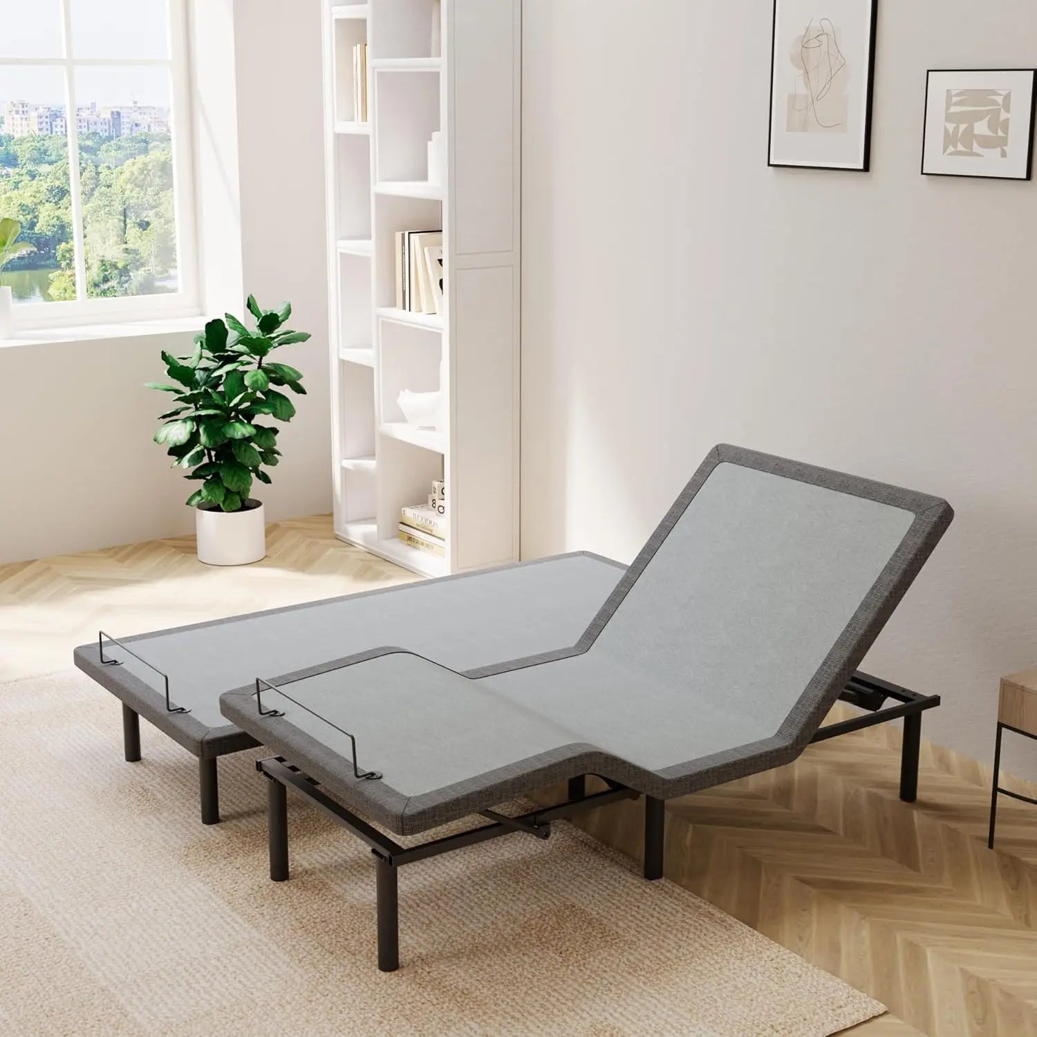 Split King Adjustable Bed Frame - Independent Control, Adjustable Bed with Massage, Wireless Remote, Foot&Head, Customized