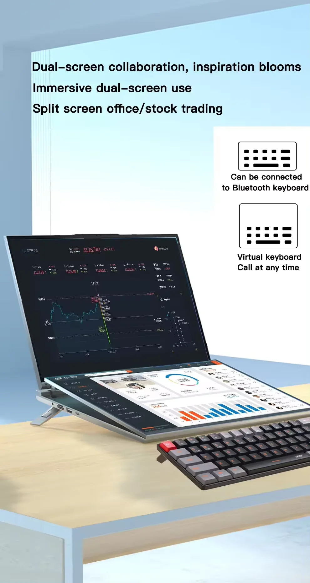 Gaming Laptops Core I7 DDR4 Factory Price Notebook PC Intel N95 16"+16" 16GB RAM Dual Touch Screen Laptop Computer New Arrival
