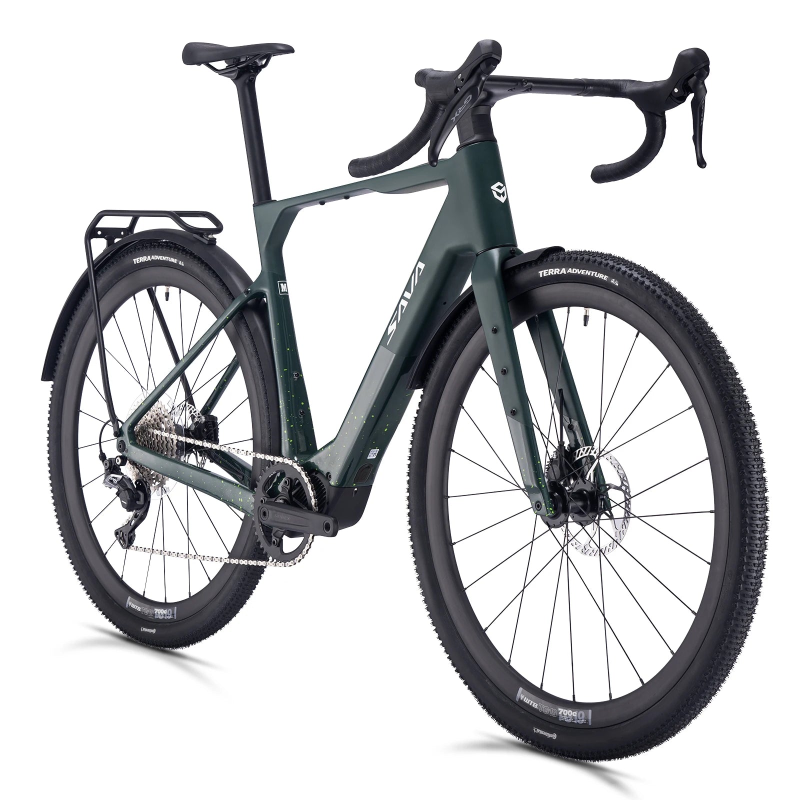 SAVA E-BIKE Carbon Fiber Gravel Electric Assist Bicycle, equipped with SHIMAN0 GRX ST-RX600 groupset