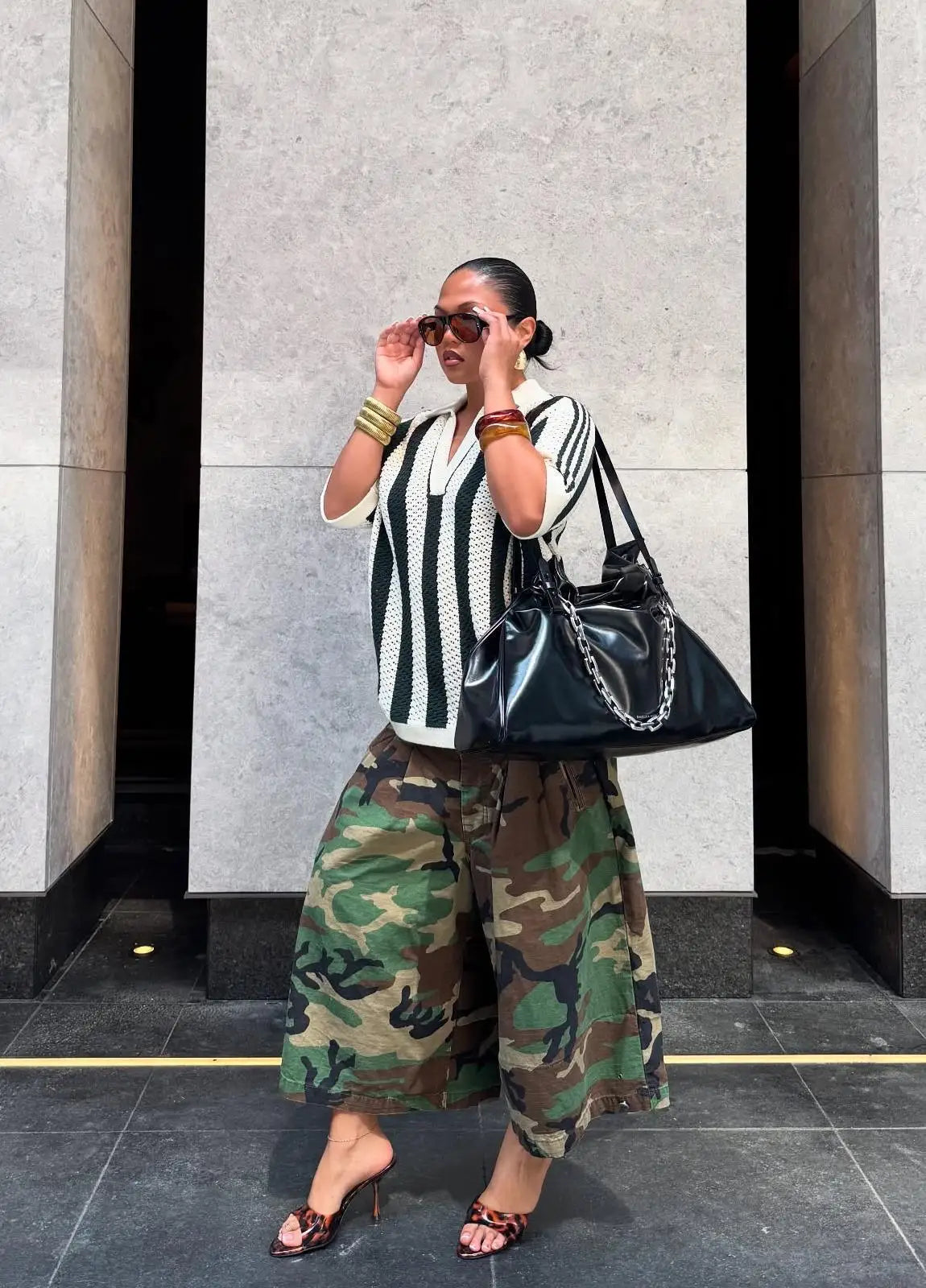Women's Camouflage Wide Leg Pants Loose Casual High Waist Vintage Pockets Cropped Pants 2025 Fashion Harajuku Capris