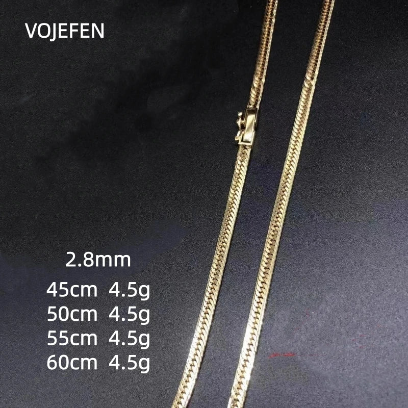 VOJEFEN AU750 Gold Cuban Necklace Jewelry Genuine For Women/Men Pure Gold 3MM Chain Neck Jewel 2026 Brand Luxury Quality Choker