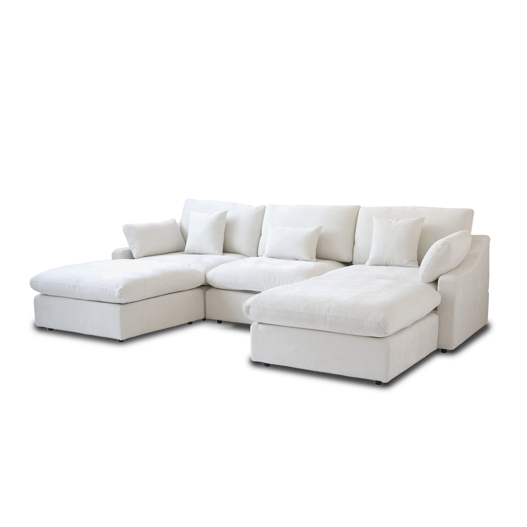 Comfy Cloud Couch 120''  Modern Sectional Sofa for Living Room Down Filled Couch with Ottoman U Shaped 5 Seater Convertible Sofa