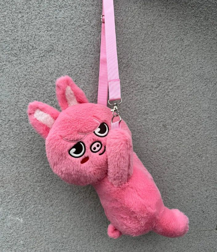 K-POP Beige Dog Plush Kawaii SKZOO Stuffed Animals Doll, Crossbody Bag for Girls Kids Fans Birthday Present