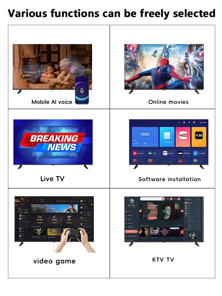Global Version Android 11 Smart TV, 32 40 43 50 Inch, 4K UHD Frameless LED TV, WiFi Bluetooth Netflix YouTube Google Play HDR10
