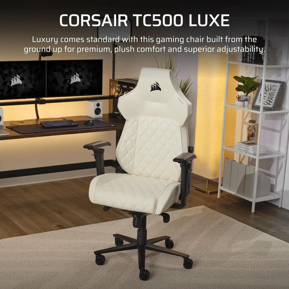 Premium Gaming Chair with Breathable Fabric Wide Seat Adjustable Arms Lumbar Support Recline