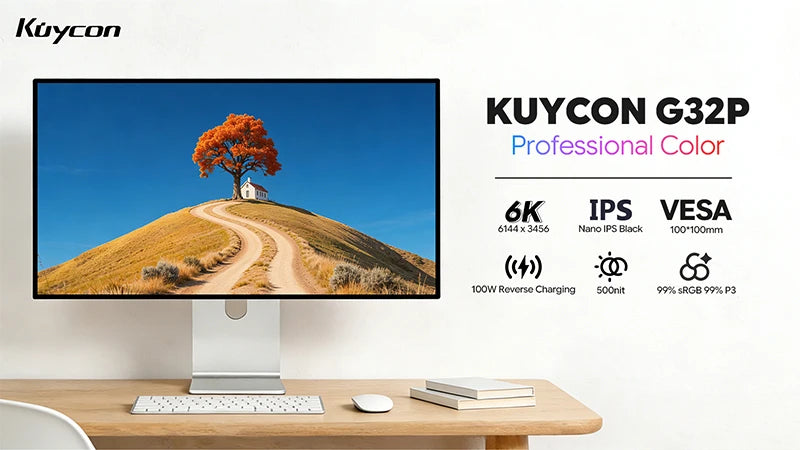 New Kuycon G32P 32-Inch Computer Monitor Eyecare Compective Gaming PC Display With Lifting Rotary Stand High Refresh Rate Office