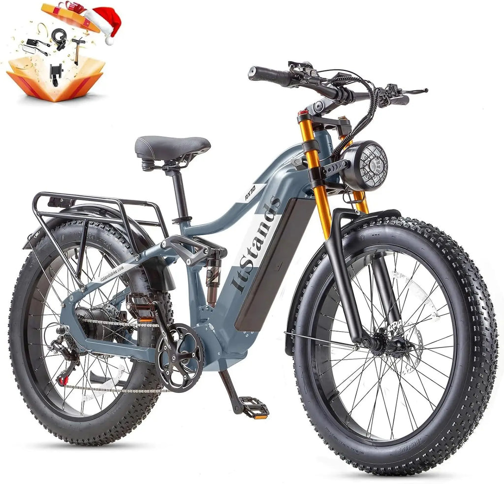 New 26" Electric Foldable Bike 1000W E-Bike 48V 30AH Bicycle  28mph Fat Tyre